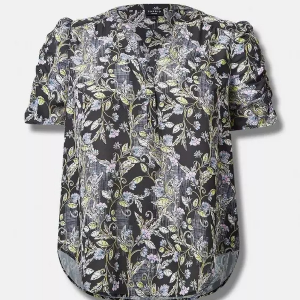 Harper Ruched Short Sleeve Floral Top - Picture 5 of 5